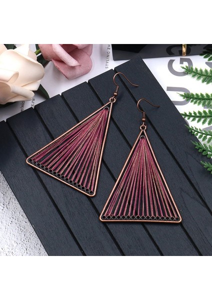 Vintage Geometrik Üç Köşeli Dangle Asılı Boho Bohemian Etnik Damla Küpe Kadınlar Için Parti Takı Aksesuarları Mor (Yurt Dışından)