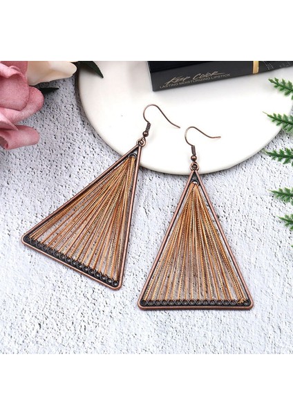 Vintage Geometrik Üç Köşeli Dangle Asılı Boho Bohemian Etnik Damla Küpe Kadınlar Için Parti Takı Aksesuarları Mor (Yurt Dışından)