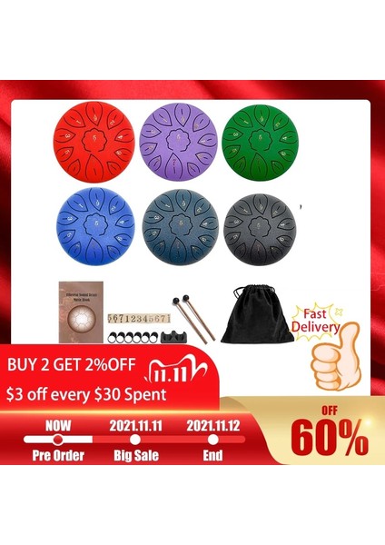 6 Inç 11 Ayar Stili Akort Perküsyon Enstrüman Teel Yeni Başlayanlar Için Dil Davul Akordu El Davul Pad Sticks Taşıma Çantası Perküsyon (Yurt Dışından) indirimleri