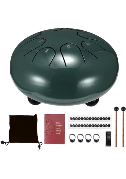 Yeşil Stil Dil Davul 6 Inç Çelik Dil Davul 8 Akort El Tavası Davul Tankları Bagetli Taşıma Çantası Vurmalı Enstrümanlar Aksesuarları (Yurt Dışından)