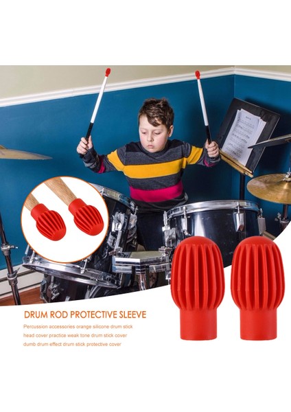 2 Adet Kırmızı Stil Drumstick Calicone Davul Sopa Kollu Sopa Kafa Koruyucu Sessiz Kapak Caz Trampet Elektronik Aptal Davul Egzersiz Için (Yurt Dışından)