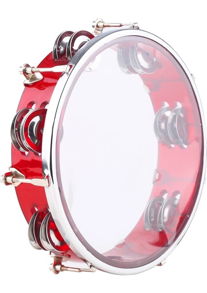 8 Inç Kırmızı Stil Çift Sıra Jingles Vurmalı Enstrümanlı Tef Handbell El Davul (Yurt Dışından)