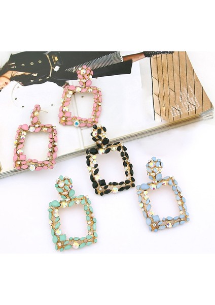 Bildirimi Küpe Kadınlar Için Kare Kristal Büyük Küpe Taklidi Damla Geometrik Lüks Boho Vintage Kadın Küpe Yeşil (Yurt Dışından) indirimleri