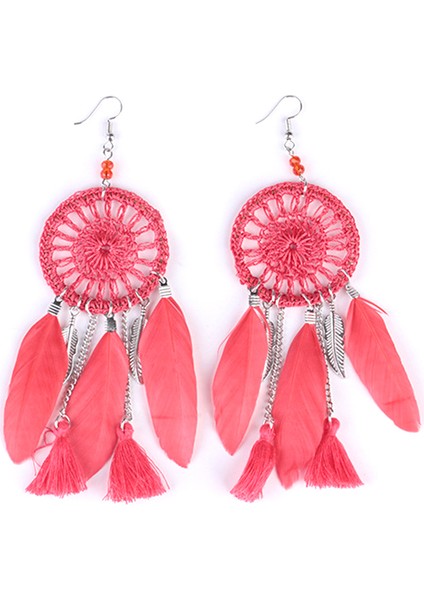 Retro Kadın Tüy Dreamcatcher Dangle Kanca Küpe Takı (Yurt Dışından)