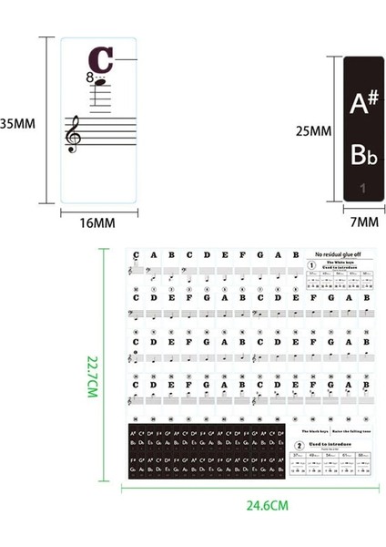Siyah Stil Şeffaf Ayrılabilir Müzik Çıkartması Notları Piyano Klavye Etiketleri Veya 88-Tuş Elektroano Piyano Spektrum Etiket Sembolü (Yurt Dışından) indirimleri