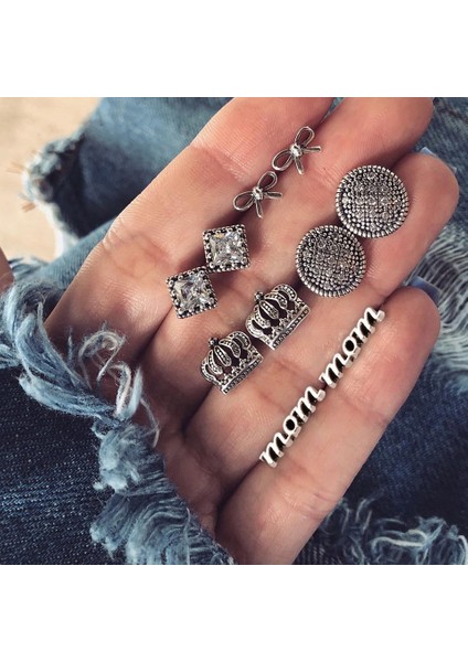 5 Çift/takım Anne Taç Ilmek Saplama Küpe Kadınlar Için Bohemian Küpe Takı Göz Kamaştırıcı Kristal Düğün (Yurt Dışından) modelleri