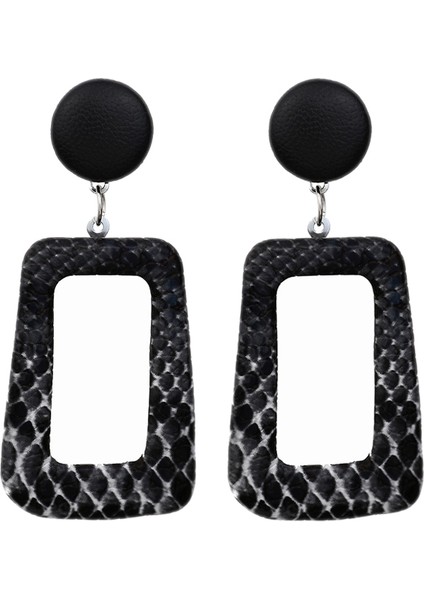 Büyük Boy Punk Vintage Damla Küpe Kadınlar Için Geometrik Bildirimi Küpe Yılan Derisi Kolye Küpe Moda Parti Takı Küpe Siyah (Yurt Dışından)