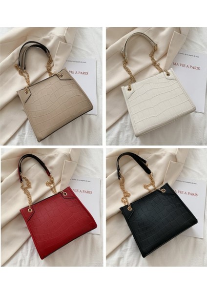 Büyük Kapasiteli Timsah Desenli Zincir Çanta Moda Omuz Çantası Messenger Çanta Tote Çanta (Siyah) (Yurt Dışından) fiyatları