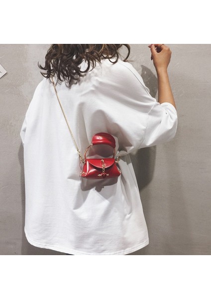 Metal Halka Kolu Kadın Çanta Mini Sevimli Tote Çanta Zincir Perçin Omuz Çantası Moda Messenger Çanta Sarı (Yurt Dışından) fiyatları