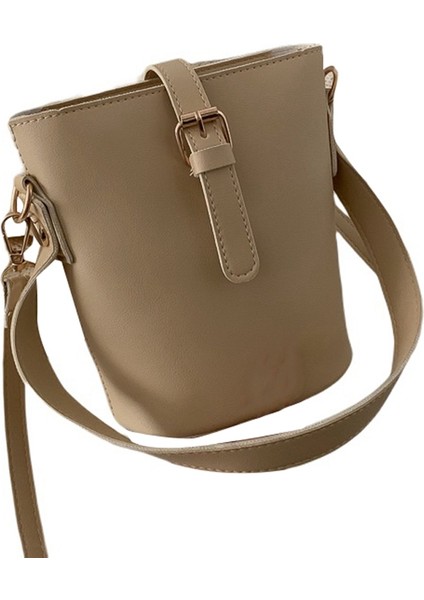 Vahşi Tek Omuz Çantasının Kore Versiyonu Basit Büyük Kapasiteli Çapraz Çanta Kova Çantası (Haki) (Yurt Dışından)