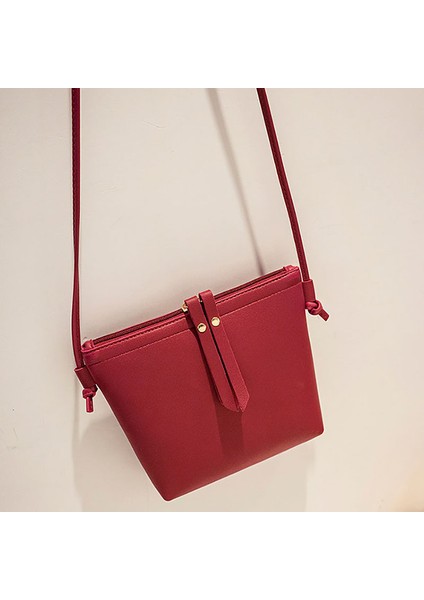 Moda Kadın Omuzdan Askili Çanta Pu Deri Kadın Çanta Katı Tote Çanta Crossbody Çanta Deri Kadın Askılı Çanta (Kırmızı) (Yurt Dışından) fırsatları