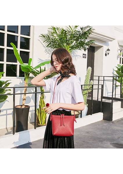 Moda Kadın Omuzdan Askili Çanta Pu Deri Kadın Çanta Katı Tote Çanta Crossbody Çanta Deri Kadın Askılı Çanta (Kırmızı) (Yurt Dışından) indirimleri