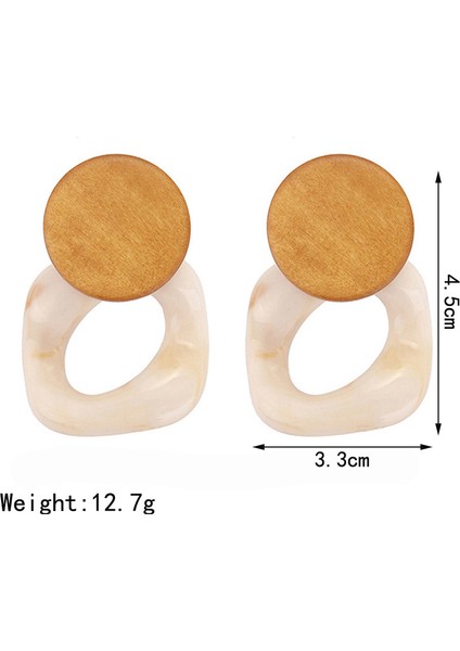 Moda Plaka Damla Küpe Kadınlar Için Asetik Asit Büyük Kare Küpe Trendy Ahşap Geometrik Takı Açık Kahverengi (Yurt Dışından)