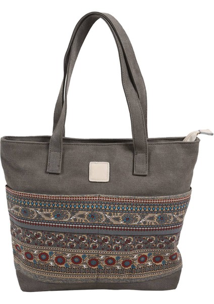 Kadın Omuz Çantası Rahat Ulusal Rüzgar Tote Çanta Kadın Çantası Kanvas Çanta Taşınabilir Büyük Çanta Alışveriş Çantası (Yurt Dışından)