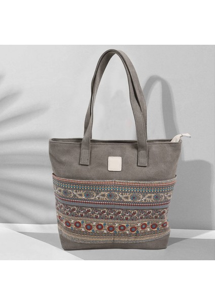 Kadın Omuz Çantası Rahat Ulusal Rüzgar Tote Çanta Kadın Çantası Kanvas Çanta Taşınabilir Büyük Çanta Alışveriş Çantası (Yurt Dışından) fiyatları