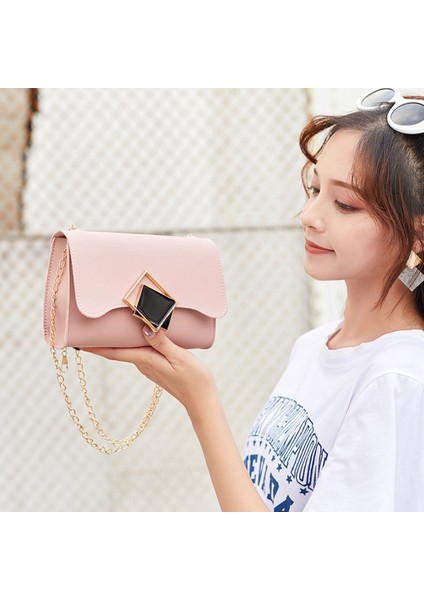 Moda Kare Toka Bayan Omuz Çantası Zincir Toka Messenger Çanta Pu Deri Küçük Kare Çanta Çanta (Kırmızı) (Yurt Dışından) modelleri