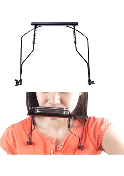 10 Delik Armonika Boyun Tutucu Ayarlanabilir Ağız Organ Standı Armonika Arp Raf Metal Siyah Renk (Yurt Dışından)