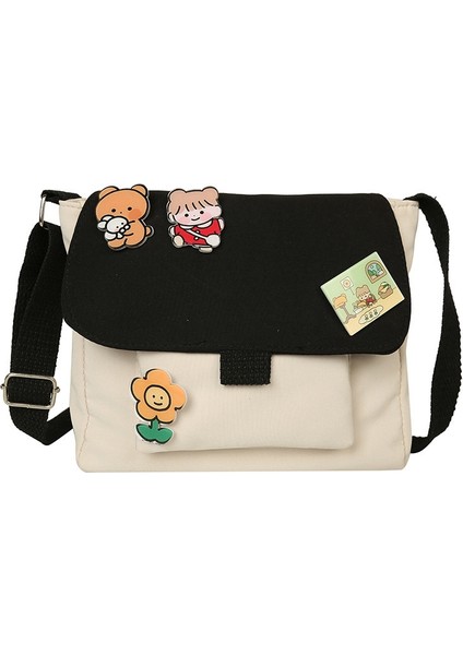 Kore Sevimli Küçük Çanta Yumuşak Kardeş Kız Kalp Yumuşak Sevimli Öğrenci Omuzdan Askili Çanta Japon Harajuku Askılı Çanta Kadın Siyah (Yurt Dışından)