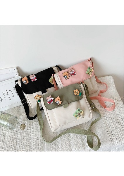 Kore Sevimli Küçük Çanta Yumuşak Kardeş Kız Kalp Yumuşak Sevimli Öğrenci Omuzdan Askili Çanta Japon Harajuku Askılı Çanta Kadın Siyah (Yurt Dışından) fırsatları