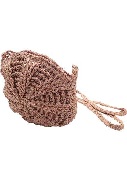 Rattan Tığ Hasır Dokuma Sepet Çanta Yuvarlak Daire Crossbody Shopper Plaj Çantası (Açık Kahverengi) (Yurt Dışından) fiyatları