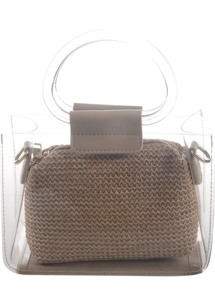 Saman Dokuma Mektup Baskı Şeffaf Çanta Kadınlar Için Zincir Yaz Plaj Çantası Bayan Yüzük Kolu Omuz Çantası Mini Çanta Haki (Yurt Dışından) modelleri