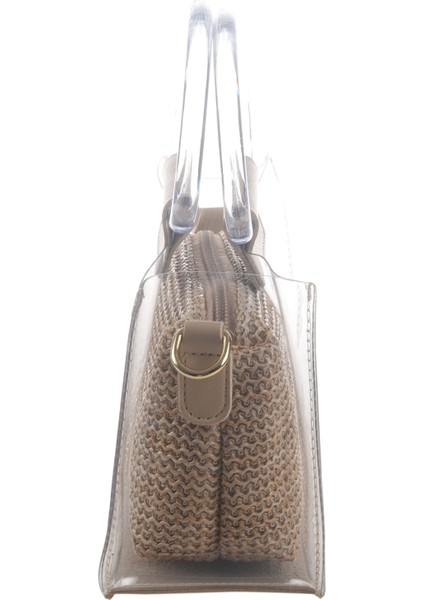 Saman Dokuma Mektup Baskı Şeffaf Çanta Kadınlar Için Zincir Yaz Plaj Çantası Bayan Yüzük Kolu Omuz Çantası Mini Çanta Haki (Yurt Dışından) fırsatları