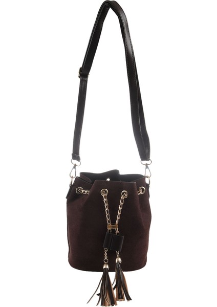 Kadın Süet Omuz Çantaları Püskül Kova Çanta Kızlar Için Crossbody Çanta Kadın Çantası (Kahve) (Yurt Dışından)
