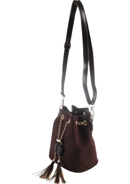Kadın Süet Omuz Çantaları Püskül Kova Çanta Kızlar Için Crossbody Çanta Kadın Çantası (Kahve) (Yurt Dışından) fırsatları