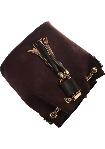 Kadın Süet Omuz Çantaları Püskül Kova Çanta Kızlar Için Crossbody Çanta Kadın Çantası (Kahve) (Yurt Dışından) indirimleri
