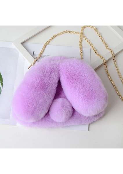 Moda Sevimli Tavşan Kulakları Çapraz Çanta Kadın Omuz Zinciri Peluş Tavşan Kulakları Çanta Krem Rengi (Yurt Dışından) fırsatları