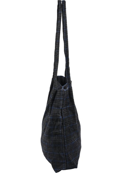 Sonbahar Kış Kadın Yün + Tuval Omuz Çantası Bayanlar Vintage Çanta Kadın Alışveriş Çantaları Mavi + Gri + Siyah (Yurt Dışından) modelleri