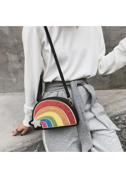 Gökkuşağı Edebi Renkli Kişilik Küçük Kare Çanta Vahşi Omuz Messenger Çanta Pembe (Yurt Dışından) fiyatları