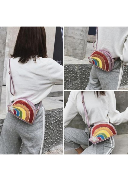 Gökkuşağı Edebi Renkli Kişilik Küçük Kare Çanta Vahşi Omuz Messenger Çanta Pembe (Yurt Dışından) indirimleri