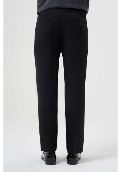 Siyah Yün Flanel Regular Fit Klasik Erkek Pantolon PPNK23K23201_D99 modelleri