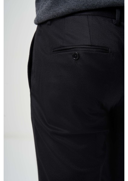 Siyah Yün Flanel Regular Fit Klasik Erkek Pantolon PPNK23K23201_D99 fırsatları