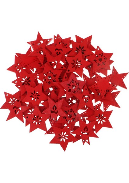50X Ahşap Noel Şekiller Ahşap Süsleme Dıy El I 50 Kırmızı Yıldız (Yurt Dışından)