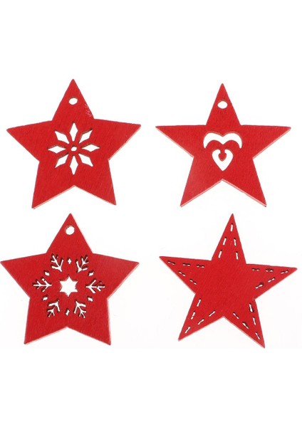 50X Ahşap Noel Şekiller Ahşap Süsleme Dıy El I 50 Kırmızı Yıldız (Yurt Dışından)