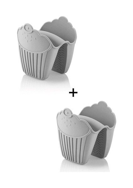 2 Adet Silikon Fırın Eldiveni Isı Yalıtımlı Kaymaz Mikrodalga Fırın Tencere Tepsi Gri