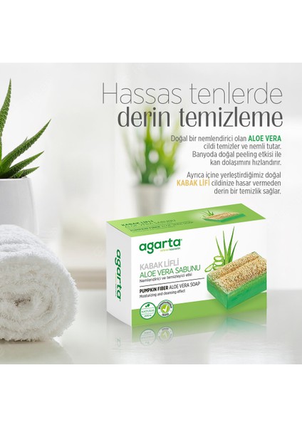 Doğal Kabak Lifli El Yapımı Aloe Vera Sabunu 2 Adet x 125 gr