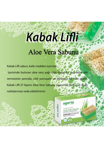 Doğal Kabak Lifli El Yapımı Aloe Vera Sabunu 2 Adet x 125 gr