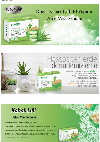 Doğal Kabak Lifli El Yapımı Aloe Vera Sabunu 2 Adet x 125 gr