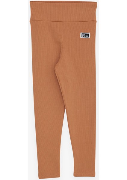 Kız Çocuk Tayt Armalı 8-14 Yaş, Kahverengi