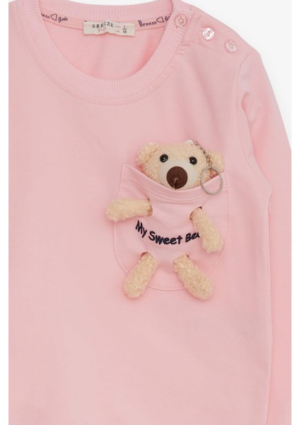 Kız Çocuk Sweatshirt Ayıcık Aksesuarlı 1.5-5 Yaş, Pembe