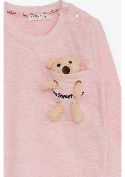 Kız Çocuk Sweatshirt Ayıcık Aksesuarlı 1.5-5 Yaş, Somon Melanj modelleri