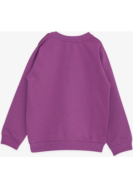 Kız Çocuk Sweatshirt Cepli Çiçek Baskılı 1-4 Yaş, Eflatun