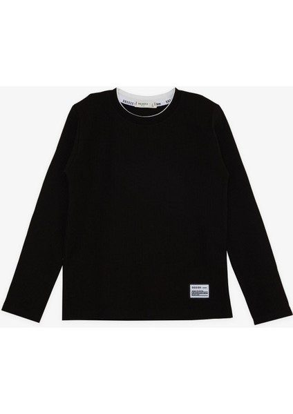 Erkek Çocuk Uzun Kollu Tişört Armalı 8-14 Yaş, Lacivert