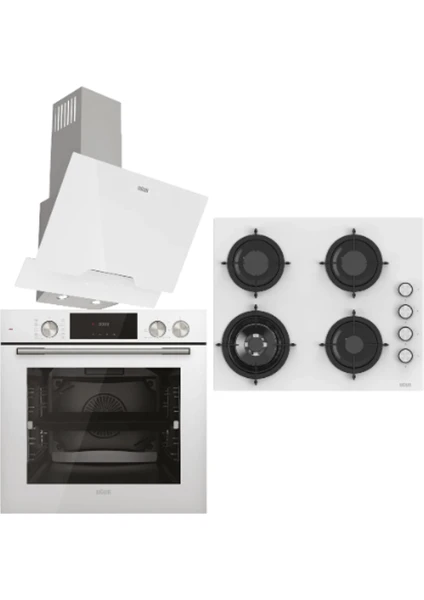 Yeni Steam Chef Set Beyaz (Uaf 6011DB Bcpst Fırın - Uao 6041W3 Bcy Rsr1 Ocak -   Uad 6012G BA3D  Davlumbaz)