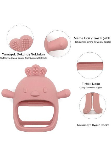 5'li Set Silikon Mama Önlüğü Kulplu Bardak Vakumlu Tabak Mama Kaşığı ve Bebek Diş Kaşıyıcı Pembe fiyatları