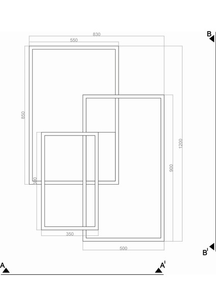 Oblong Max Tavan Tipi LED Plafonyer Avize 120X83CM