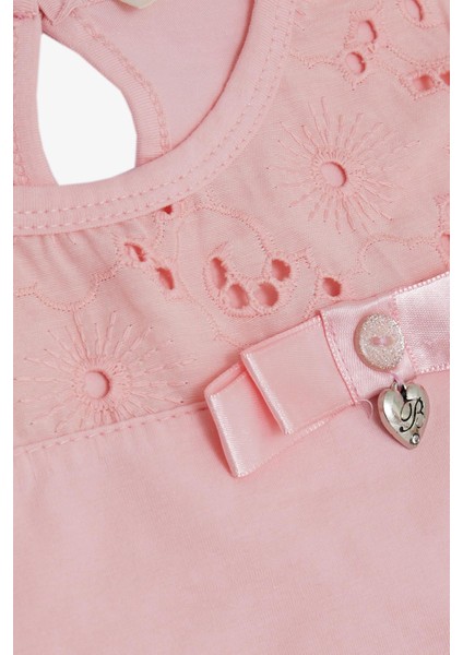 Kız Çocuk Tişört Güpürlü Aksesuarlı 5-10 Yaş, Pembe modelleri